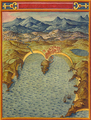 Vista del puertu de Xixón de Pedro Texeira, 1634