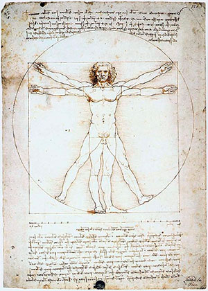 El Home de Vitruvio, dibuxu de Leonardo da Vinci