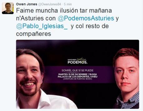 Owen Jones tuitea n'asturianu