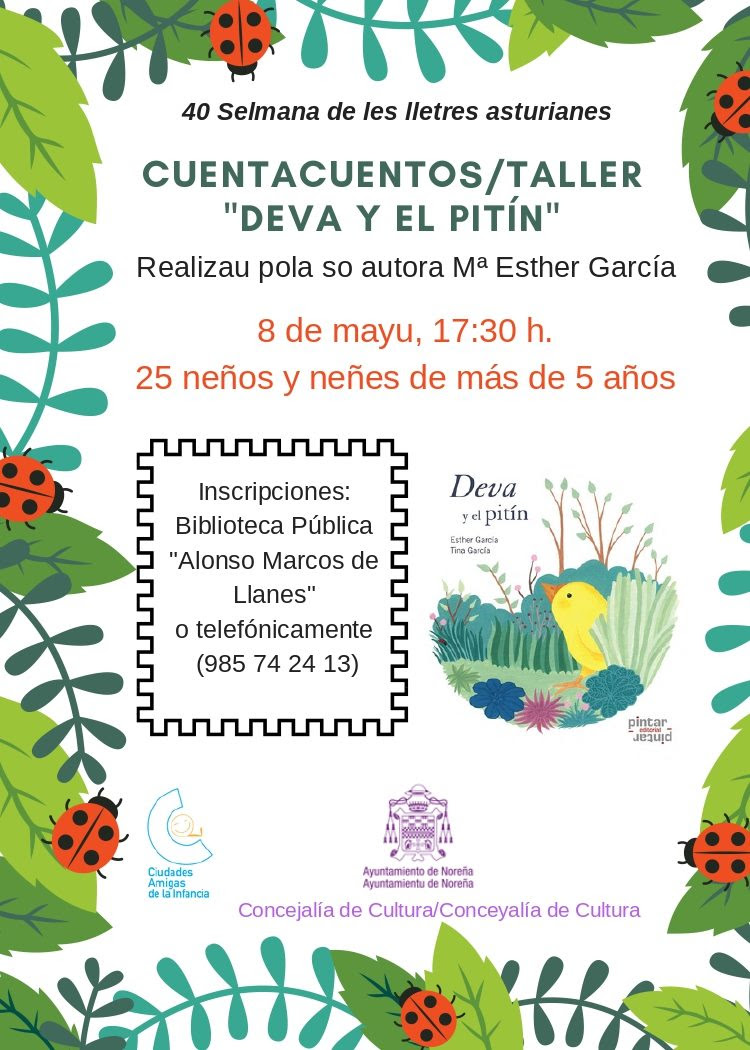 Esther García pon un cuentacuentos-taller na Biblioteca Pública de Noreña