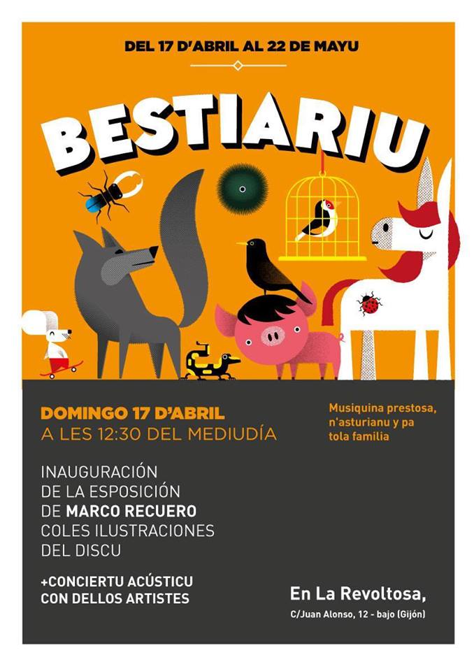 Recuero espón les ilustraciones del discu 'Bestiariu' en La Revoltosa 