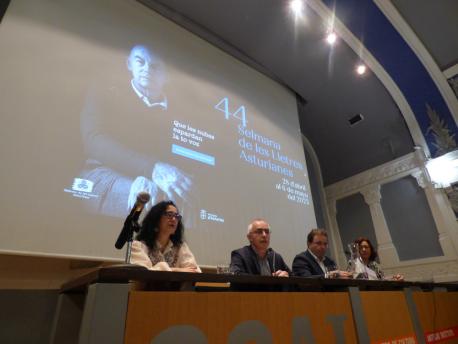 Ana Lamela, Antón García, Manuel Ángel Vallina y Marta Mori inauguración XLIV Selmana de les Leltres
