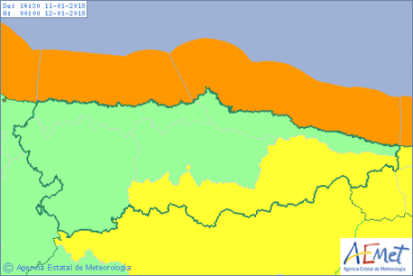 Avisu Aemet Asturies 11 de xineru