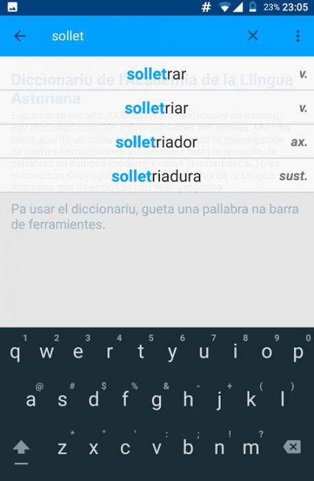 Softastur asoleya un 'Diccionariu' d'asturianu nuevu más completu p'Android