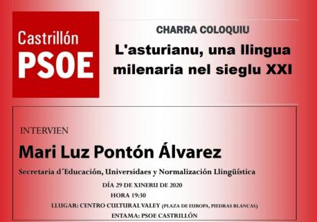 Cartelu charra-coloquiu PSOE Castrillón sobre l'asturianu