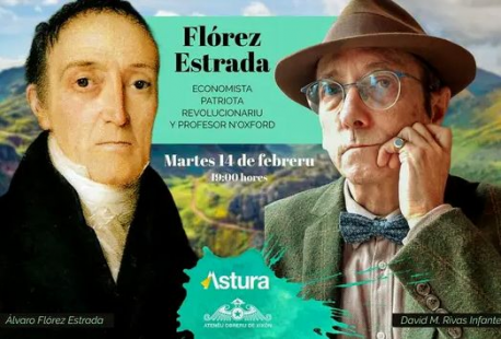 Cartelu conferencia Ástura de Rivas sobre Flórez Estrada
