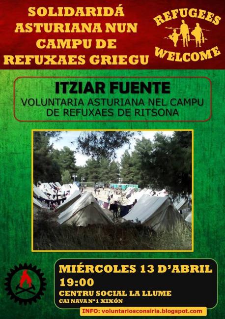 Fuente va contar la so esperiencia nun campu de refuxaos en Grecia