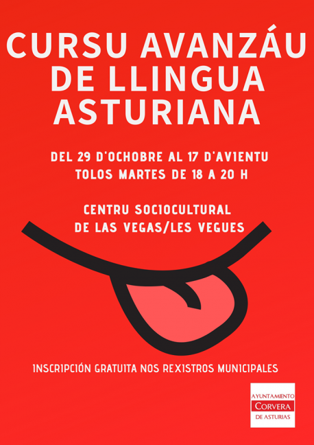 Cartelu Cursu Avanzáu de Llingua Asturiana de Corvera 2019