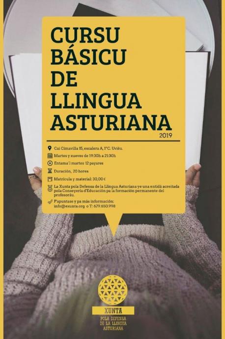Cartelu Cursu Básicu de Llingua Asturiana de la XDLA seronda 2019