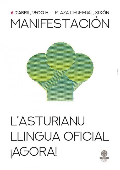 Cartelu manifestación ‘L’asturianu llingua oficial ¡agora!’ 6-A 2019