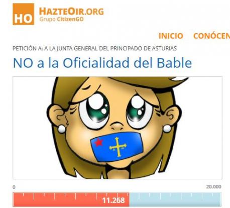 Hazteoir moviliza na rede contra l'asturianu firmes de la ultraderecha española