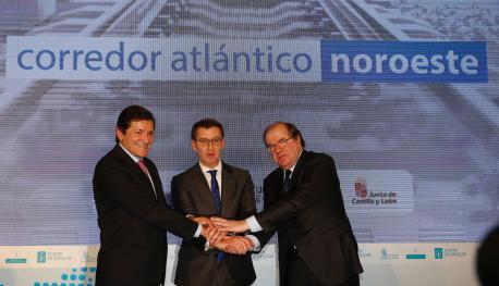 Javier Fernández, Alberto Núñez Feijóo y Juan Vicente Herrera nel Alcuentru pal Impulsu del Corredor Atlánticu Noroeste