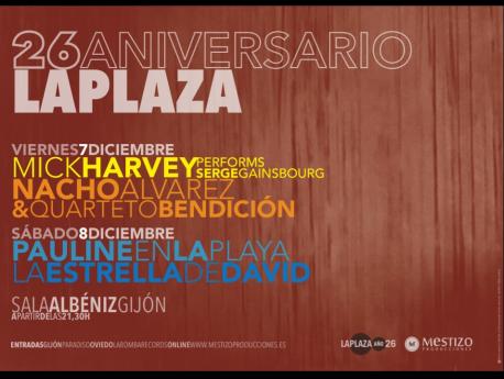 Mick Harvey, Nacho Álvarez, Pauline en la Playa y La Estrella de David nel 26 aniversariu de La Plaza