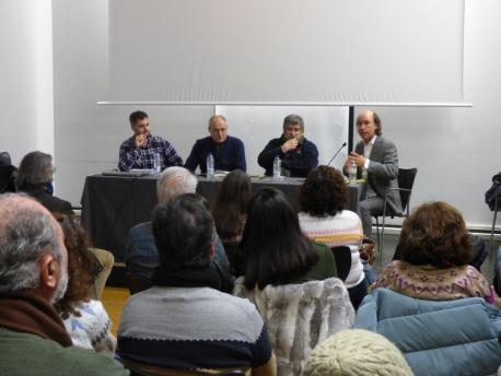 Llorián García, Ignaciu Llope, Lisardo Lombardía y Carlos Núñez presentación 'El celtismu musical as