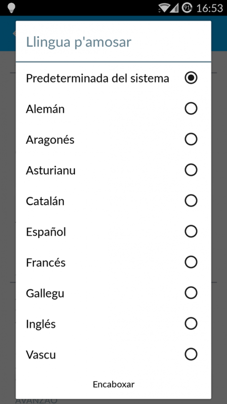 L’aplicación p’Android Mitzuli de torna de testos yá usa l’asturianu nel so interfaz