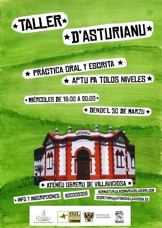 Cartel Taller d'Asturianu nel Atenéu Obreru de Villaviciosa
