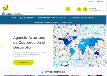 Web nueva Axencia Asturiana de Cooperación al Desarrollu