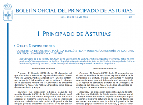 BOPA diseñu billingüe