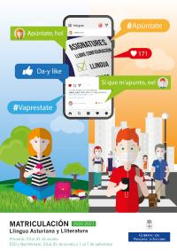 Cartelu #Apúntate matriculación asturianu