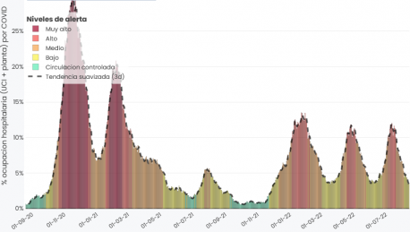 Gráficu porcentaxe d'ocupación hospitalaria 14 d'agostu