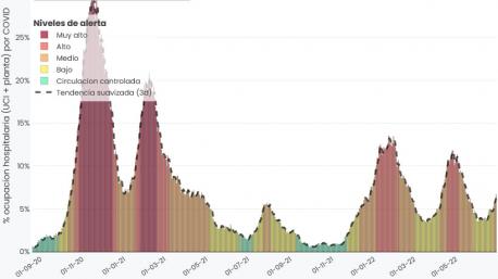 Gráficu porcentaxe d'ocupación hospitalaria 29 de xunu