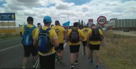 Marcha trabayadores d'Alcoa a Madrid en Medina del Campo