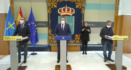 Pablo Ignacio Fernández Muñiz, Adrián Barbón y Rafael Cofiño fin estáu d'alarma 9-M